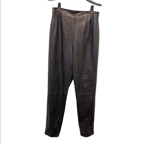 Vintage Emanuel Ungaro Leather High Rise Waist Tapered Straight Leg Pants - Picture 3 of 8